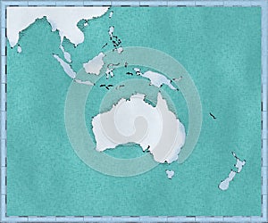 Map of Oceania, drawn illustrated brush strokes, geographic map, physics. Cartography, geographical atlas