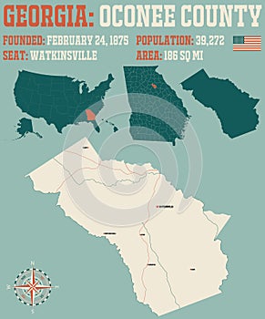 Map of Oconee County in Georgia