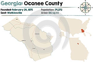 Map of Oconee County in Georgia