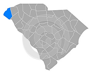 Map of Oconee in South Carolina