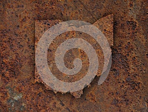 Map of Ohio on rusty metal