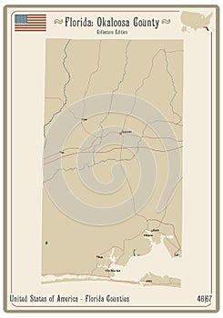 Map of Okaloosa County in Florida photo