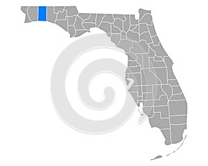 Map of Okaloosa in Florida