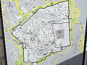Map of the old city of Jerusalem with all districts and quarters