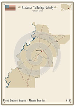 Map of Talladega county in Alabama photo