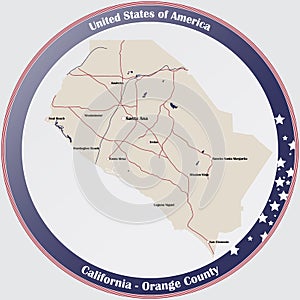 Map of Orange County in California