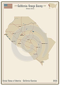 Map of Orange County in California