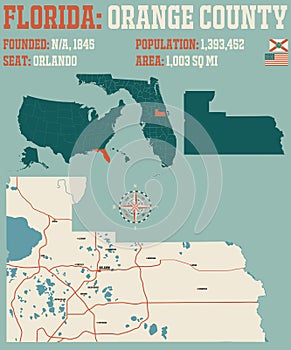 Map of Orange County in Florida