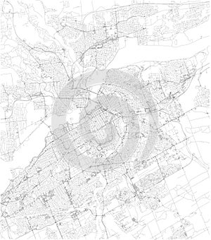 Map of Ottawa, satellite view, black and white map. Canada photo