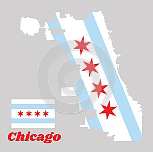 Map outline and flag of Chicago, the city of Chicago is the most populous city in Illinois