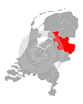 Map of Overijssel in Netherlands