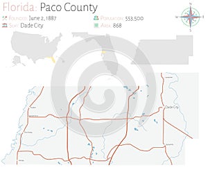 Map of Paco County in Florida