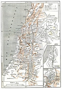 Map of Palestine, vintage engraving