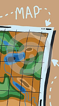 Map paper frame atlas background cartoon stye