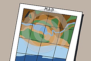 Map paper frame atlas background cartoon stye