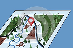 Map paper frame atlas background cartoon stye