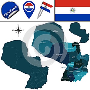Map of Paraguay with Departments photo