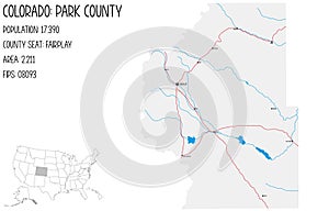 Map of Park County in Colorado, USA