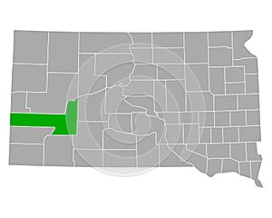 Map of Pennington in South Dakota