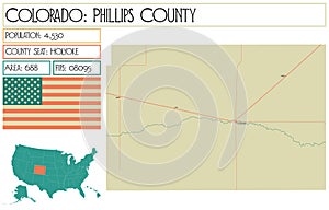 Map of Phillips County in Colorado USA