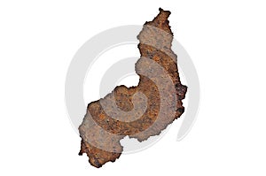 Map of Piaui on rusty metal