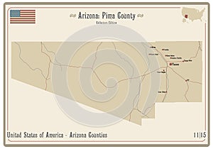 Map of Pima County in Arizona