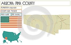 Map of Pima County in Arizona, USA.