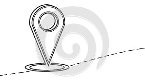 A map pin and a dotted line showing a route. Navigation icon. vector design Generative AI