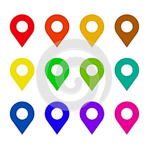 Map pin flat icon set