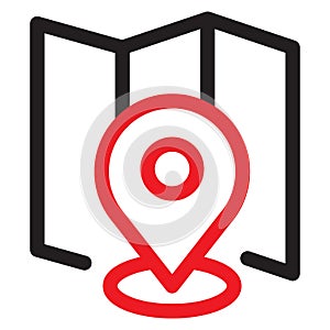 Map with pin, geo locate, pointer icon. maps and navigation vector illustration