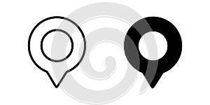 Map Pin Thin Line and Glyph Solid Icon â Editable Stroke, Pixel Perfect, Transparent Background