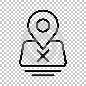 Map pin icon in flat style. gps navigation vector illustration on white isolated background. Locate position business concept