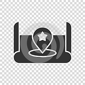 Map pin icon in flat style. gps navigation vector illustration on white isolated background. Locate position business concept