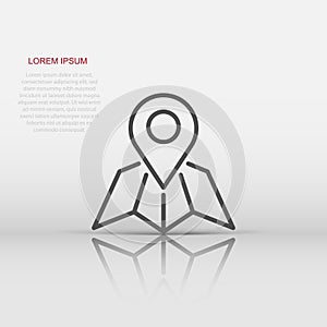 Map pin icon in flat style. gps navigation vector illustration on white isolated background. Locate position business concept