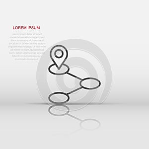 Map pin icon in flat style. Gps navigation vector illustration on white isolated background. Locate position business concept