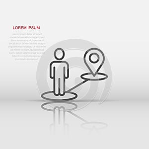 Map pin icon in flat style. Gps navigation vector illustration on white isolated background. Locate position business concept