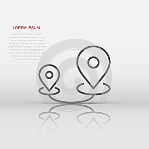 Map pin icon in flat style. gps navigation vector illustration on white isolated background. Locate position business concept