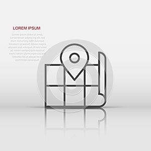 Map pin icon in flat style. gps navigation vector illustration on white isolated background. Locate position business concept