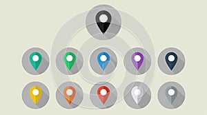 Map Pin icons. Location pin in flat color