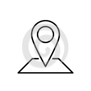 Map pin line icon, flat design style. Map pointer minimalistic outline vector illustration