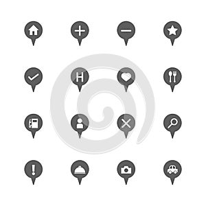 Map pin location icons set
