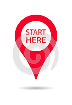 map pin pointer navigation. start here sign