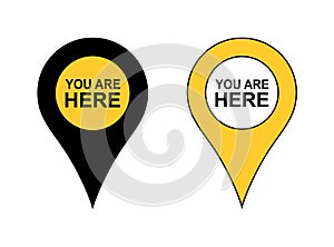 Map pin pointer. you are here sign