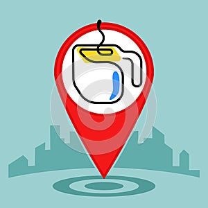 Map pin sign location icon .Coffee or cup of tea