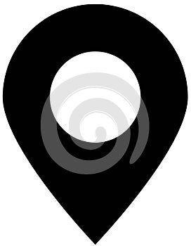 Map pin simple flat vector icon. Monochrome black gps location pointer