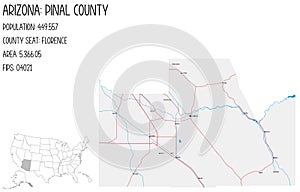 Map of Pinal County in Arizona, USA.