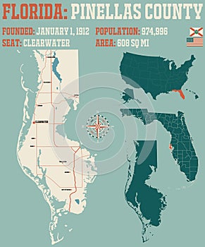 Map of Pinellas County in Florida