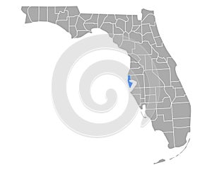 Map of Pinellas in Florida