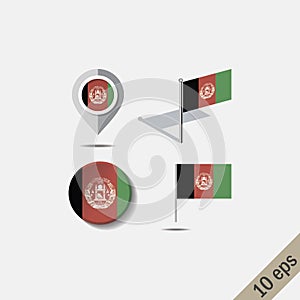 Map pins with flag of AFGANISTAN photo