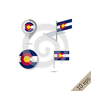 Map pins with flag of COLORADO - vector illustration